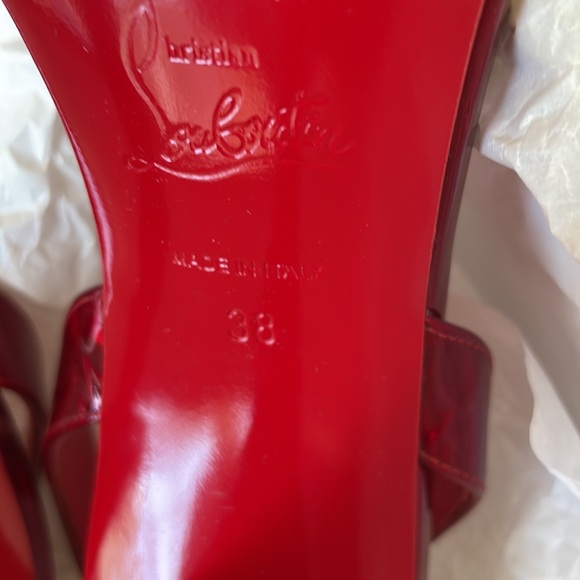 Christian Louboutin o Astrid red loubi metallic stiletto sandal 100mm sz 38 - Picture 10 of 11